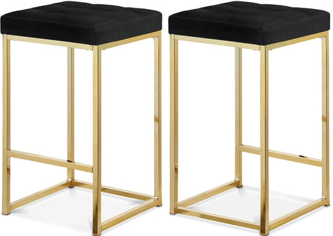Florence Black Velvet Upholstered Counter Stool, 2-Piece (Style 2)