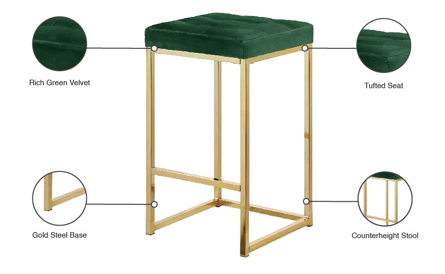 omni green velvet stool c