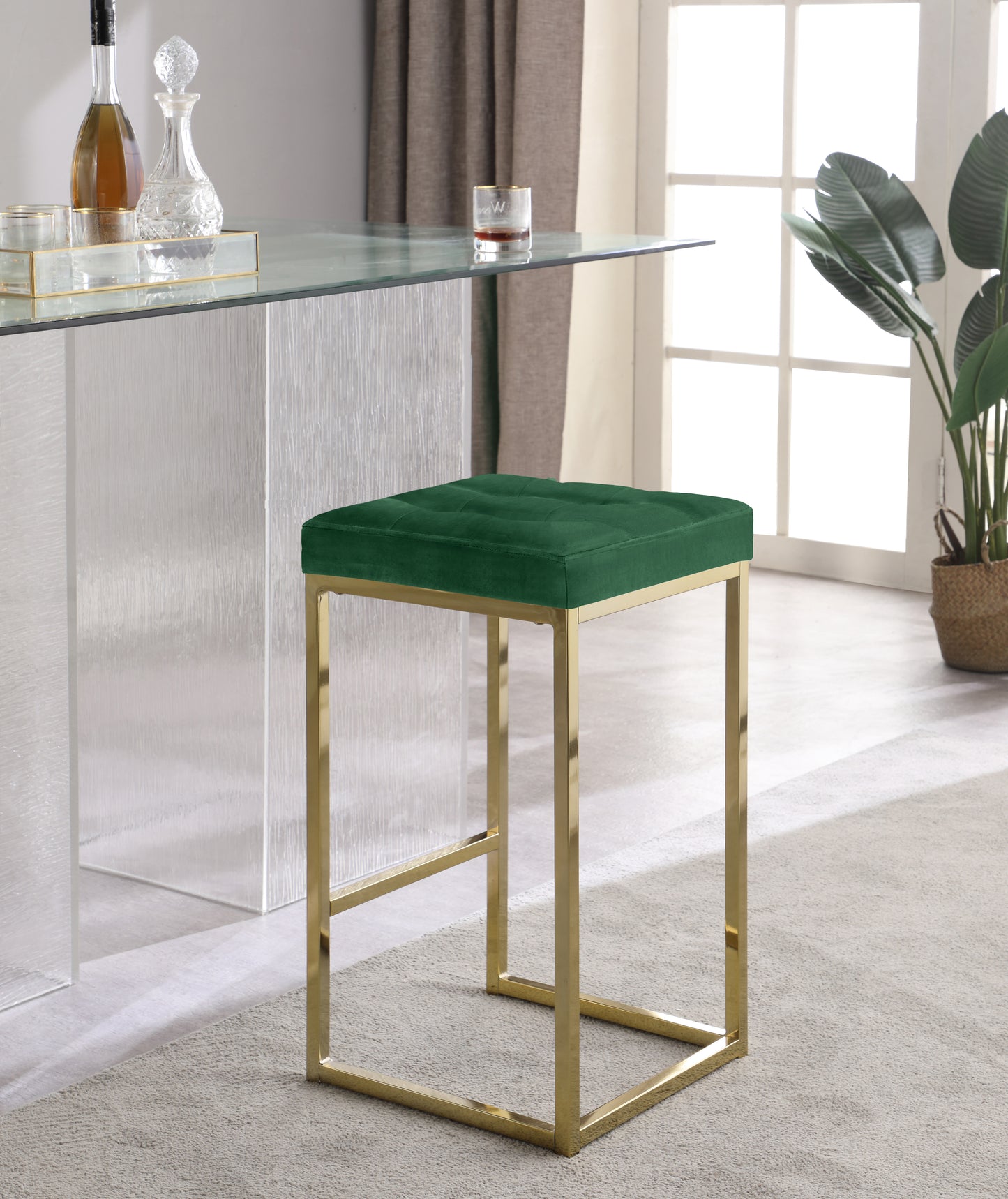 omni green velvet stool c