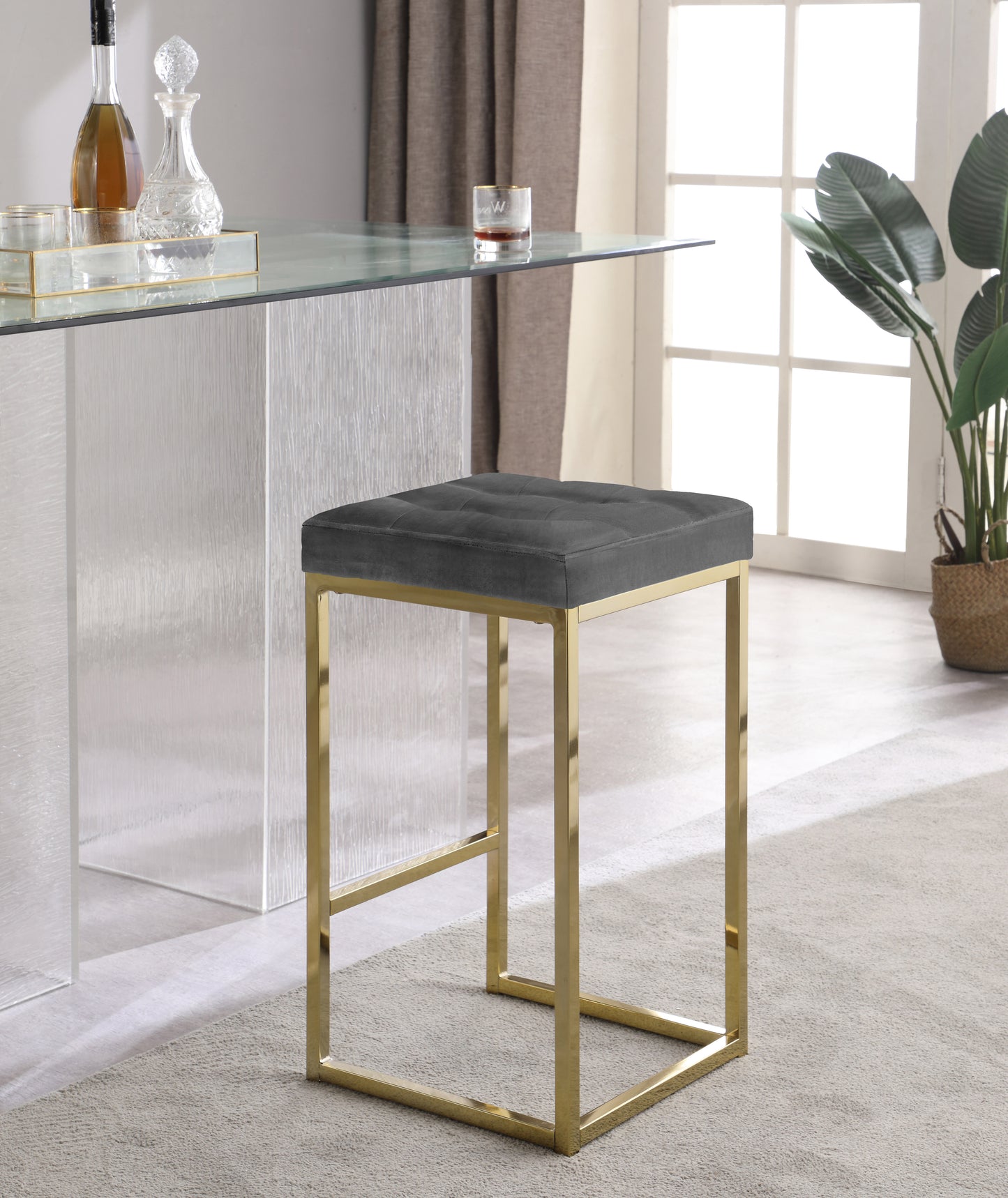 omni grey velvet stool c