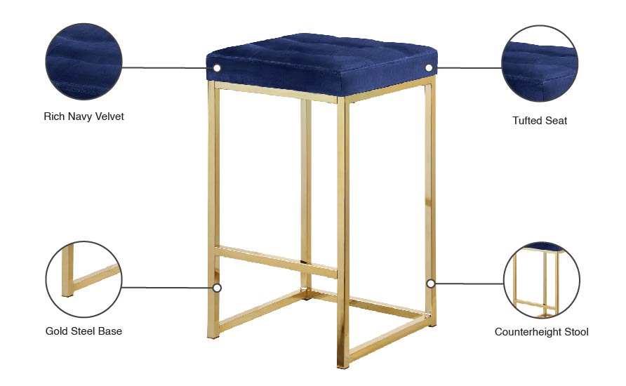 omni navy velvet stool c