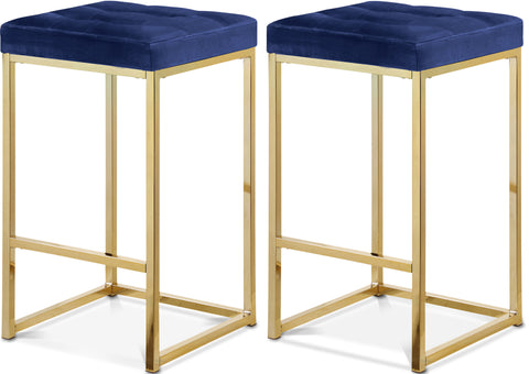 Florence Navy Velvet Upholstered Counter Stool, 2-Piece (Style 2)