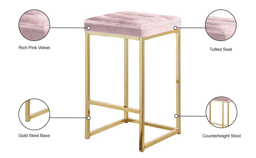 omni pink velvet stool c