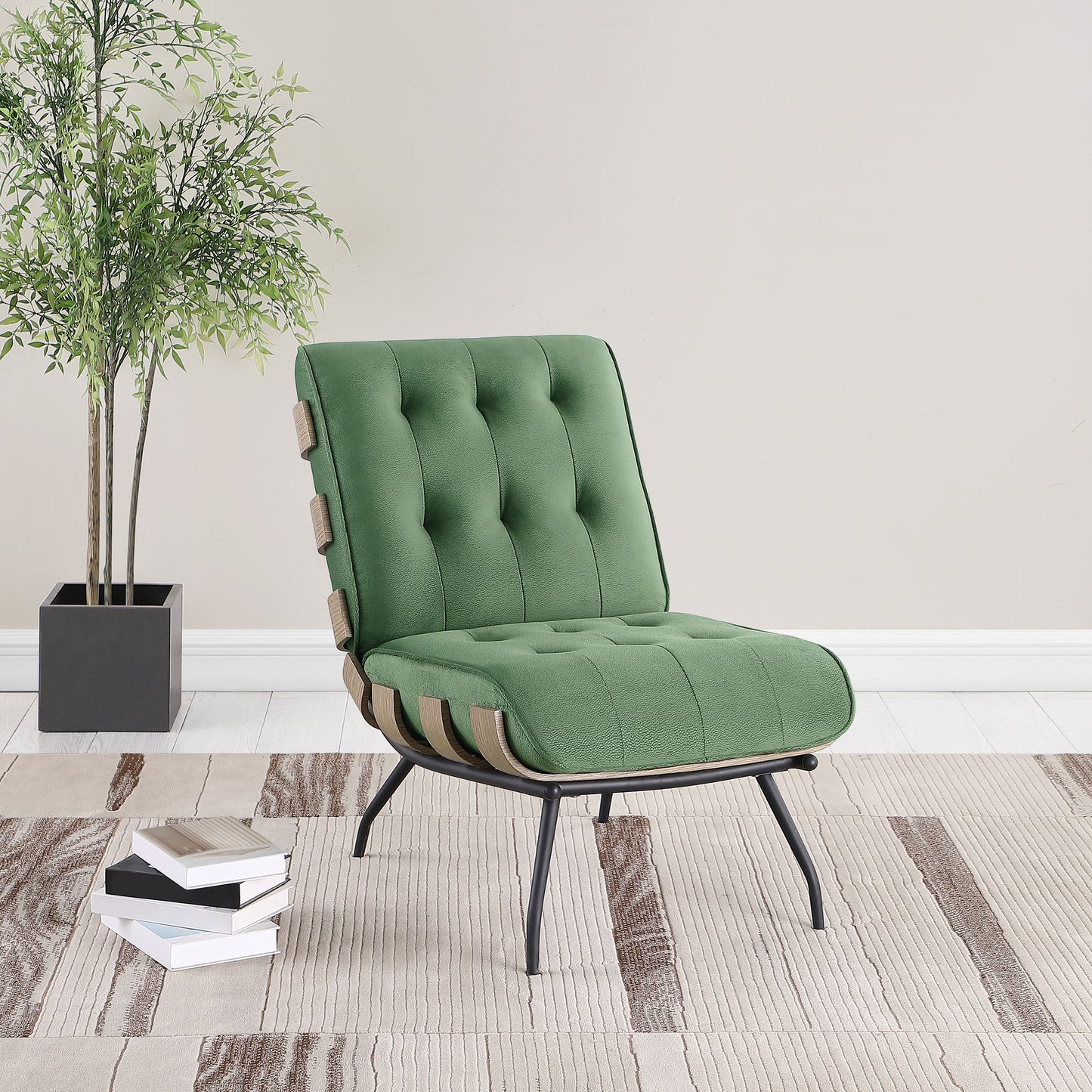 dustin upholstered tufted armless accent chair greengreen