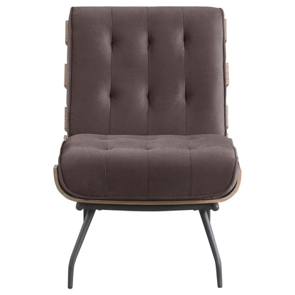 Dustin Upholstered Tufted Armless Accent Chair BrownDark Brown