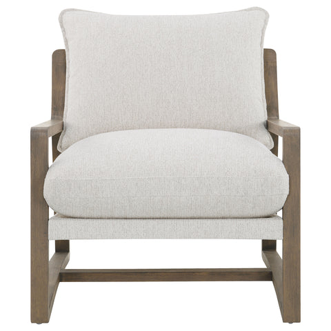 Izuku Boucle Upholstered Wood Arm Accent Chair Sand