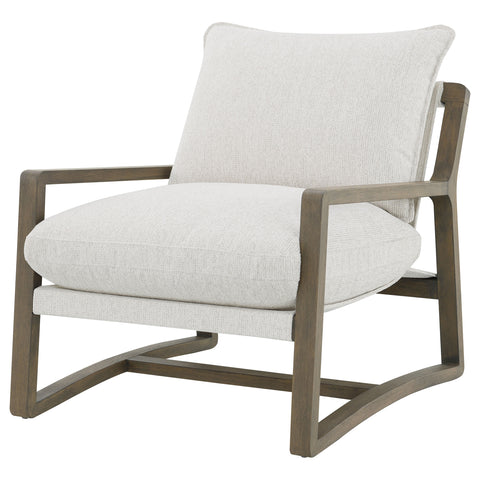 Izuku Boucle Upholstered Wood Arm Accent Chair Sand