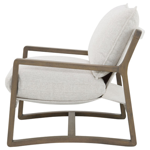 Izuku Boucle Upholstered Wood Arm Accent Chair Sand