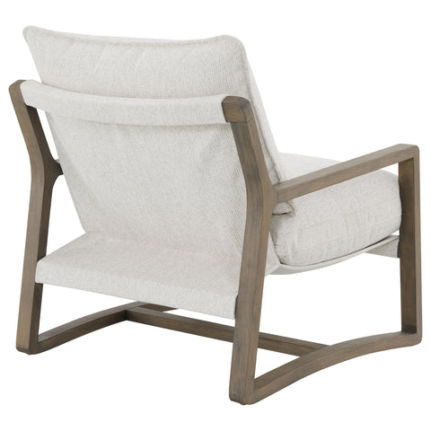 Izuku Boucle Upholstered Wood Arm Accent Chair Sand