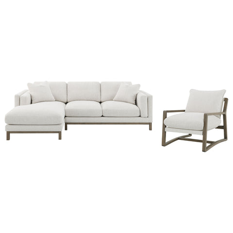 Izuku Boucle Upholstered Wood Arm Accent Chair Sand