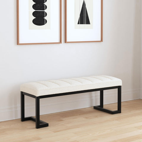 Ezra Boucle Upholstered Tufted Accent Bench VanillaVanilla
