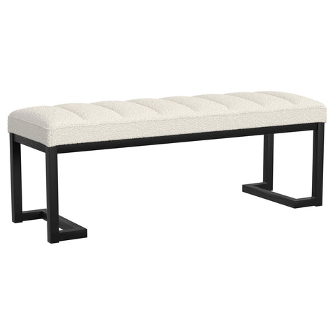 Ezra Boucle Upholstered Tufted Accent Bench VanillaVanilla