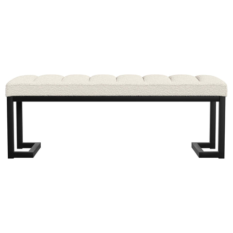 Ezra Boucle Upholstered Tufted Accent Bench VanillaVanilla