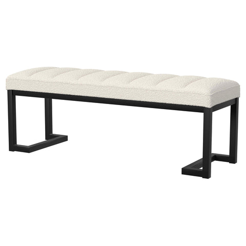 Ezra Boucle Upholstered Tufted Accent Bench VanillaVanilla