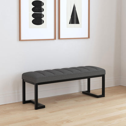 Ezra Boucle Upholstered Tufted Accent Bench CharcoalCharcoal