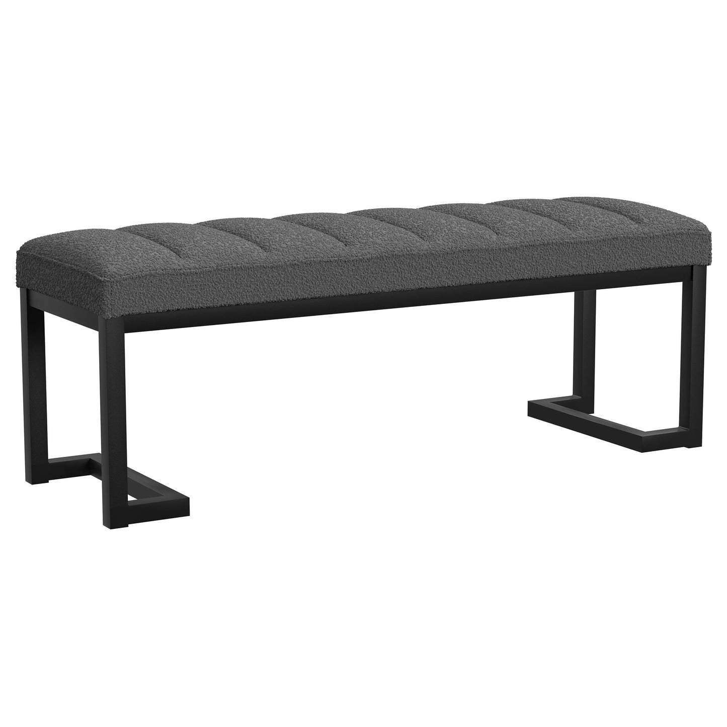 ezra boucle upholstered tufted accent bench charcoalcharcoal