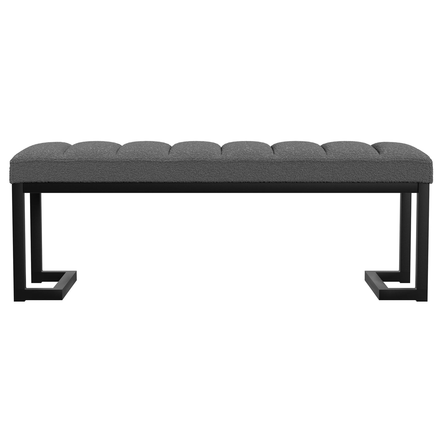 ezra boucle upholstered tufted accent bench charcoalcharcoal