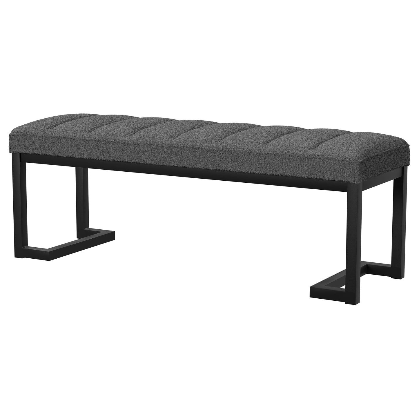 ezra boucle upholstered tufted accent bench charcoalcharcoal