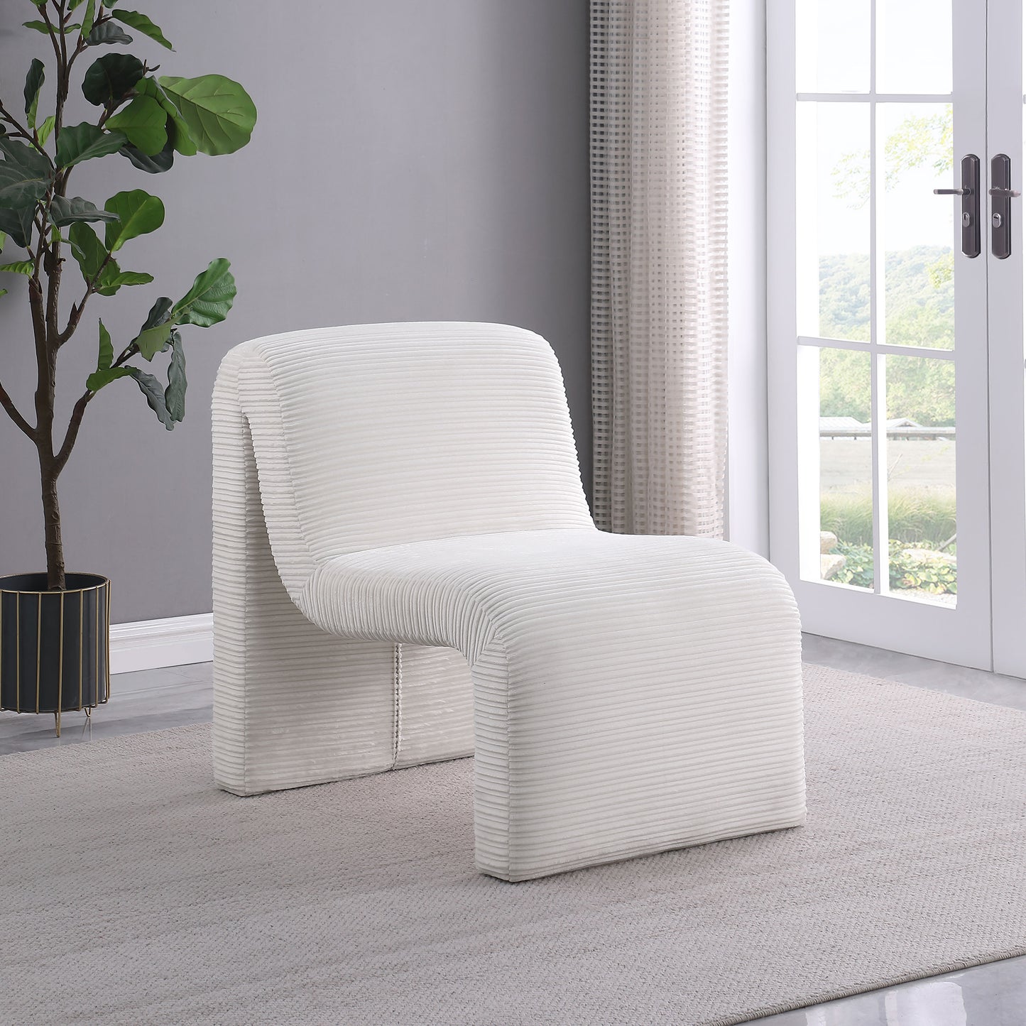 adolfo upholstered curved armless accent chair ivoryivory