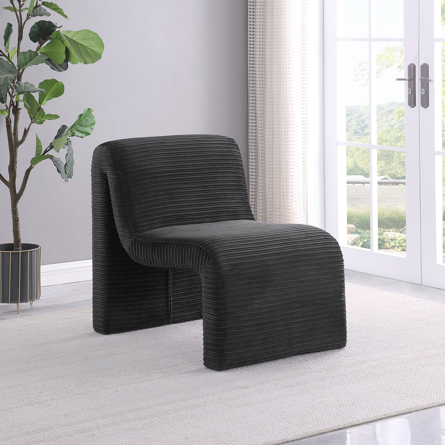 adolfo upholstered curved armless accent chair blackblack