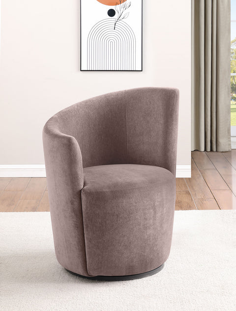 Yvonne Upholstered Swivel Chair Curved Backrest Blush