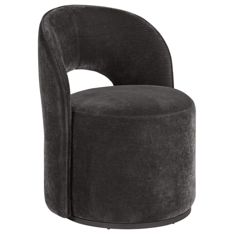 Doyle Velvet Upholstered Swivel Accent Chair Charcoal Grey