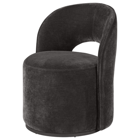 Doyle Velvet Upholstered Swivel Accent Chair Charcoal Grey