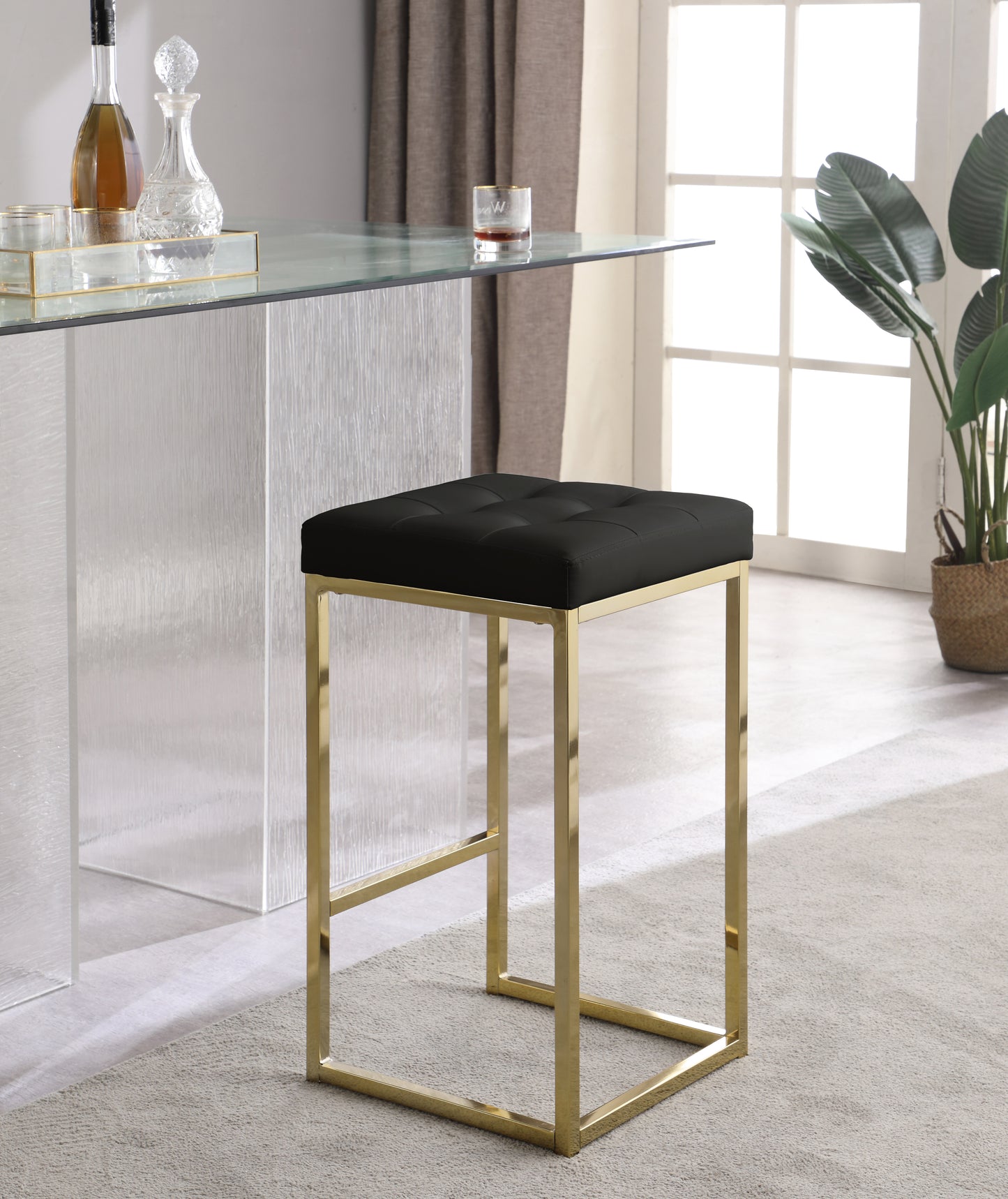 omni black faux leather stool c