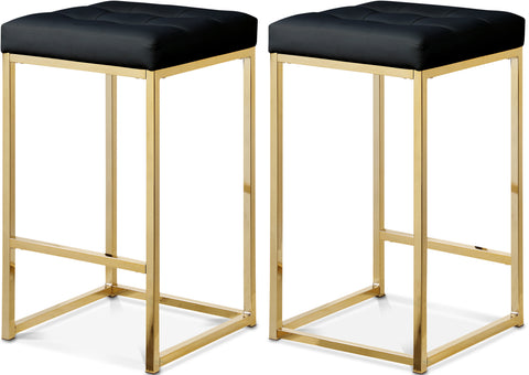 Florence Black Vegan Leather Upholstered Counter Stool, 2-Piece (Style 2)
