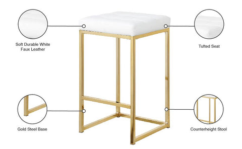 Omni White Faux Leather Stool C