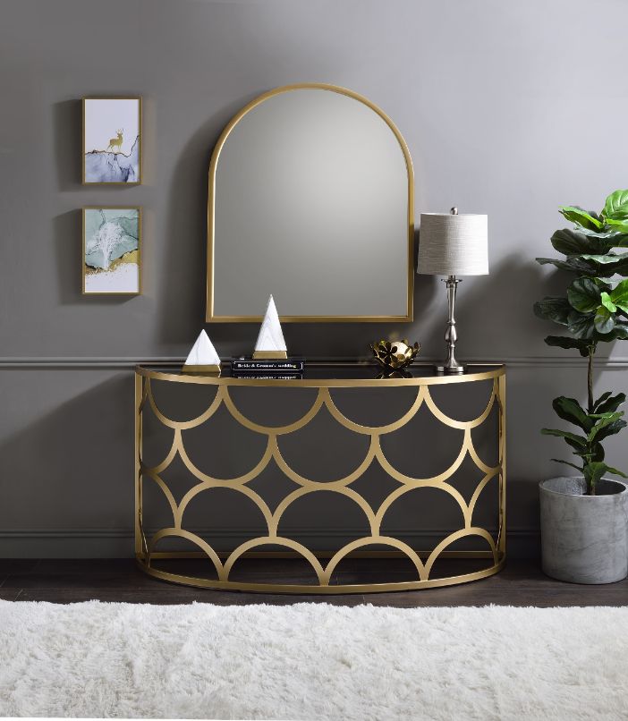 kaia altus console table, gold finish