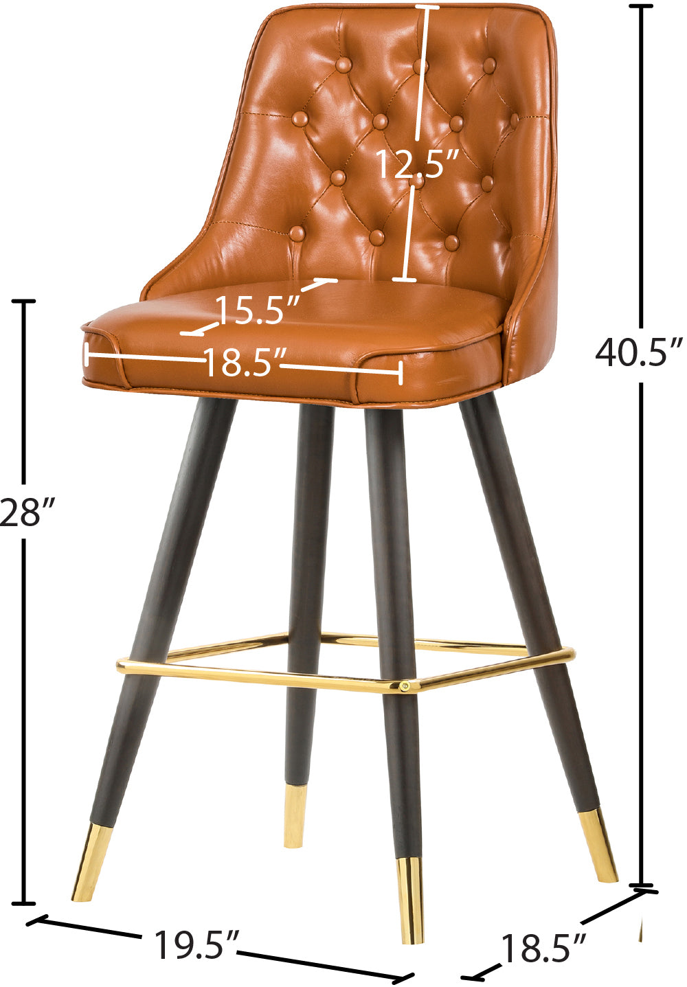 arch cognac faux leather counter/bar stool c