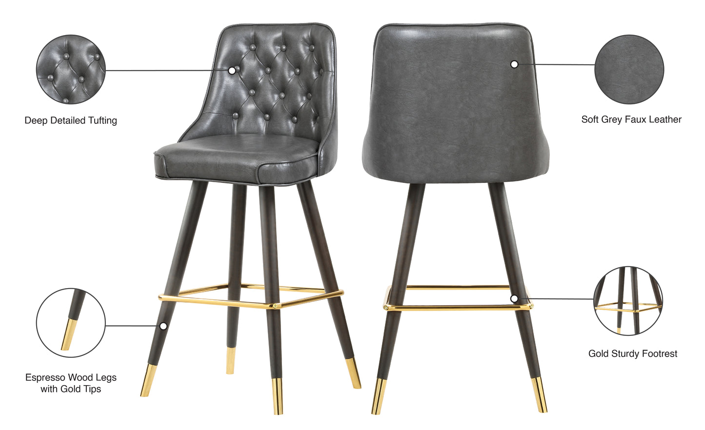 arch grey faux leather counter/bar stool c