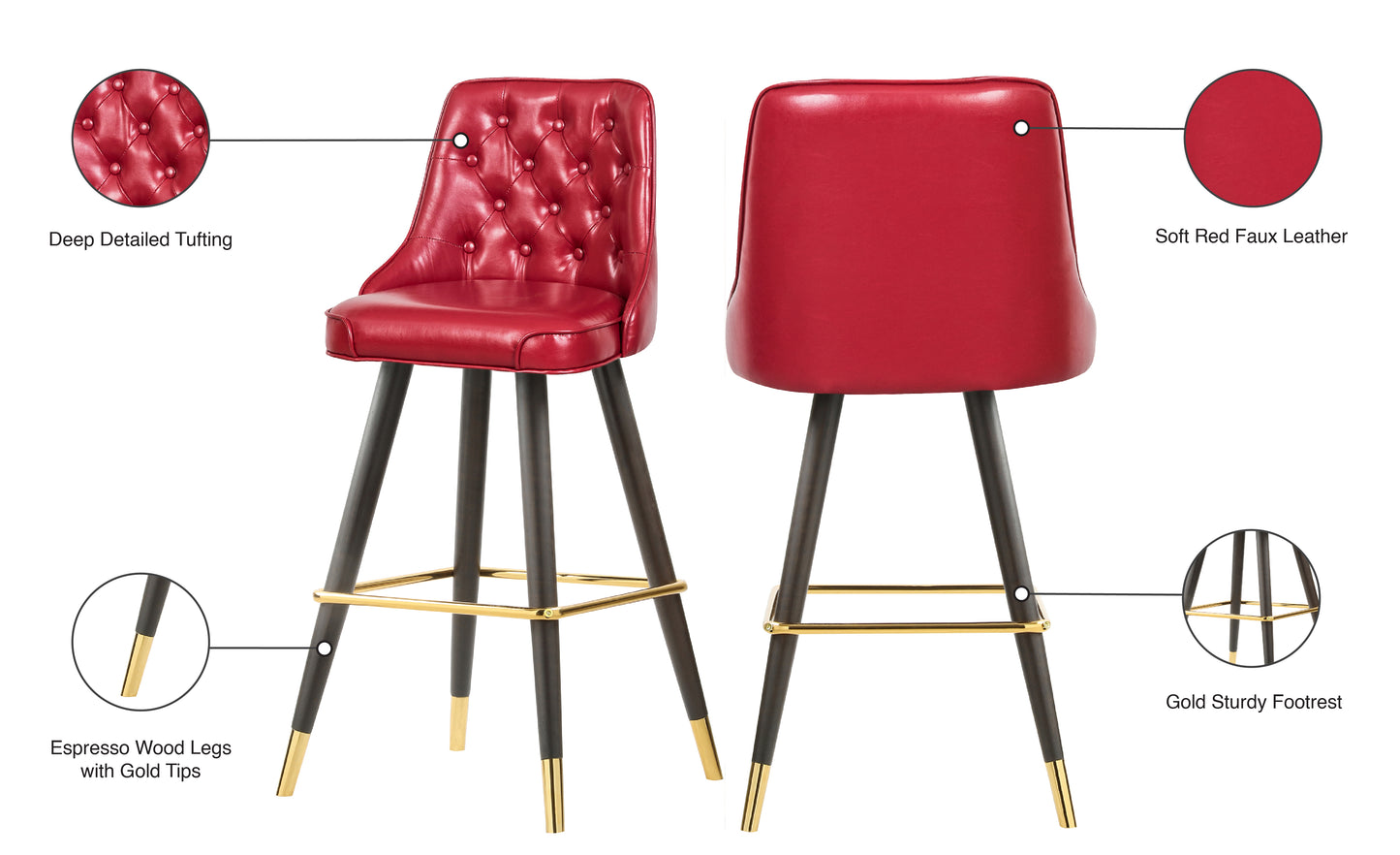 arch red faux leather counter/bar stool c