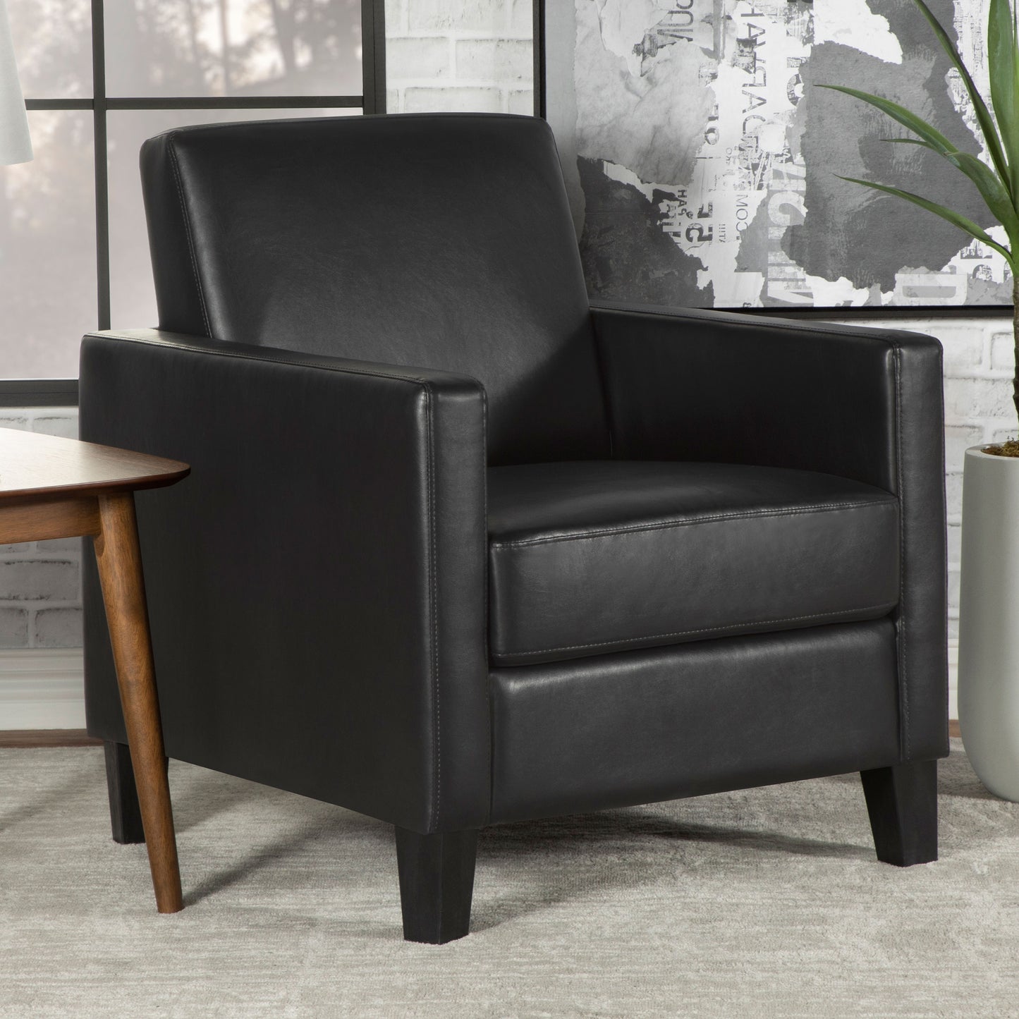 kenyon upholstered track arm accent chair blackblack