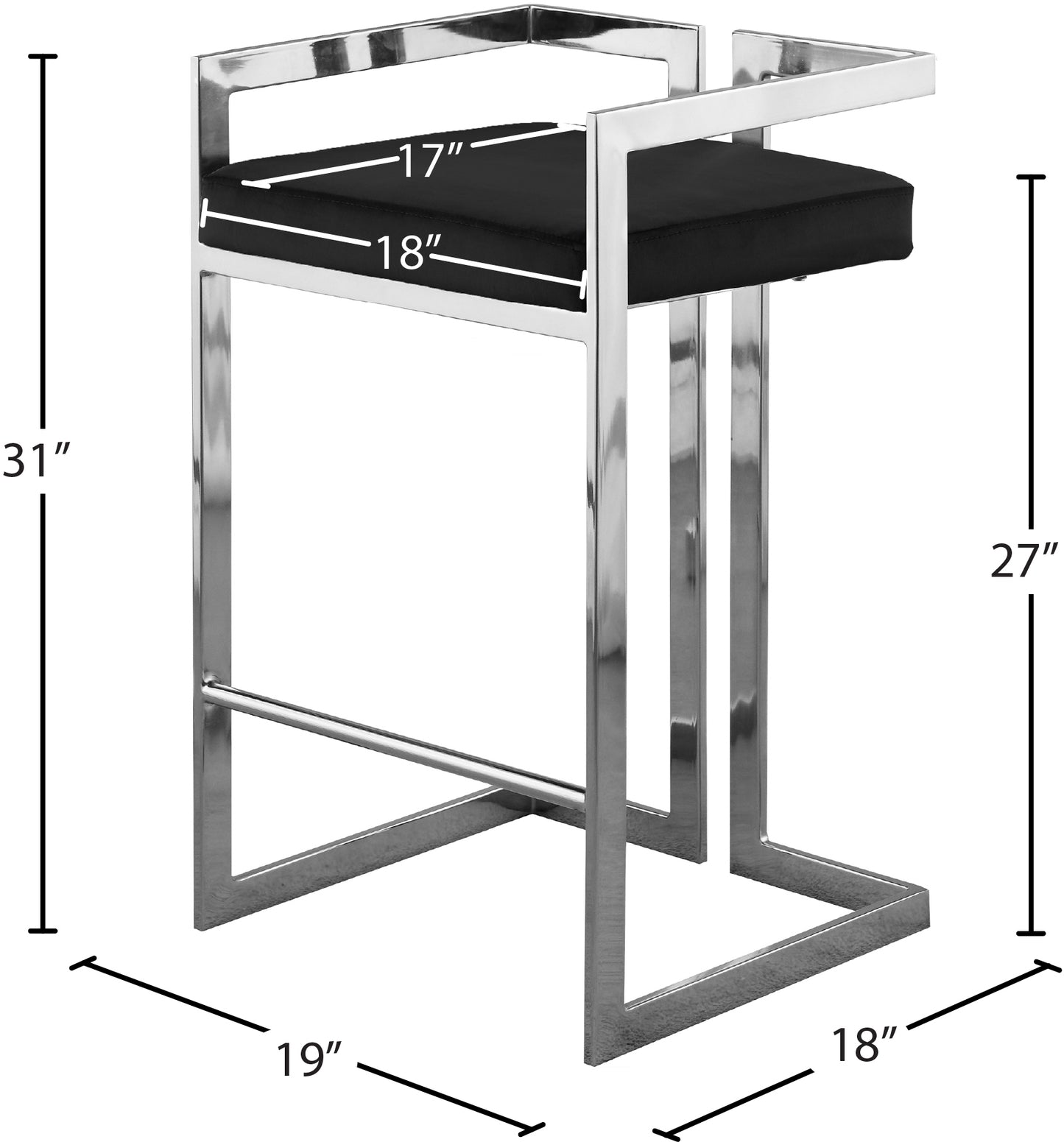 alma black velvet stool c