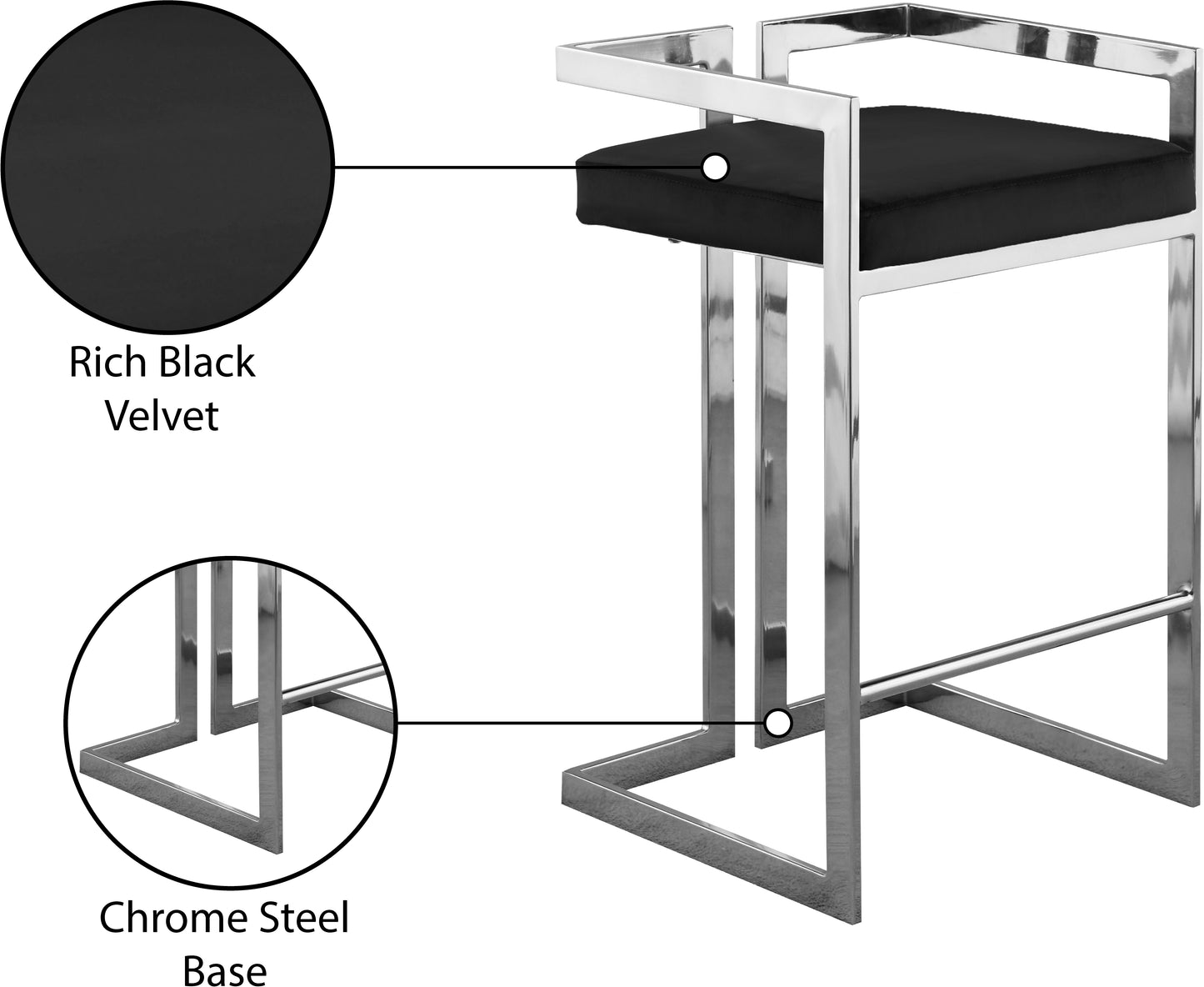 vega black velvet stool