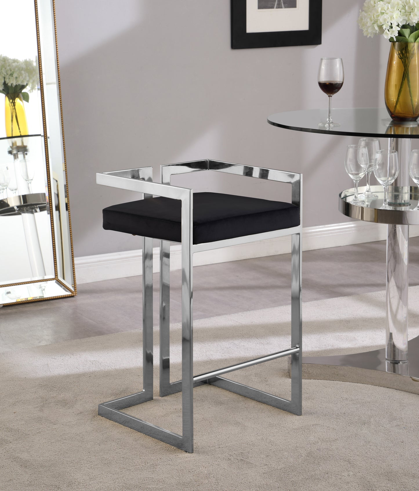 alma black velvet stool c