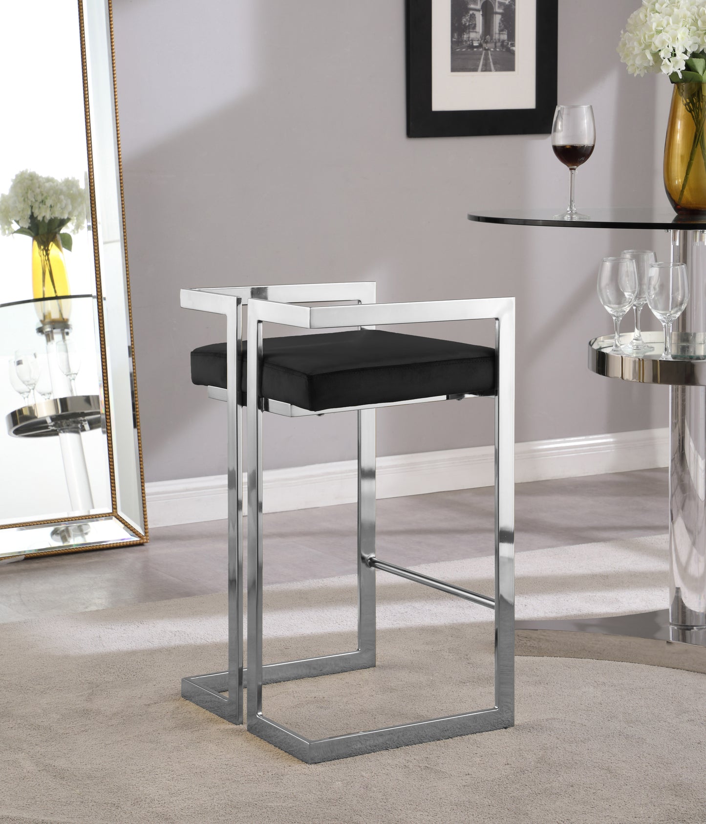 alma black velvet stool c