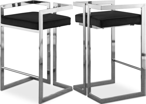 Sage Black Velvet Upholstered Counter Stool, 2-Piece