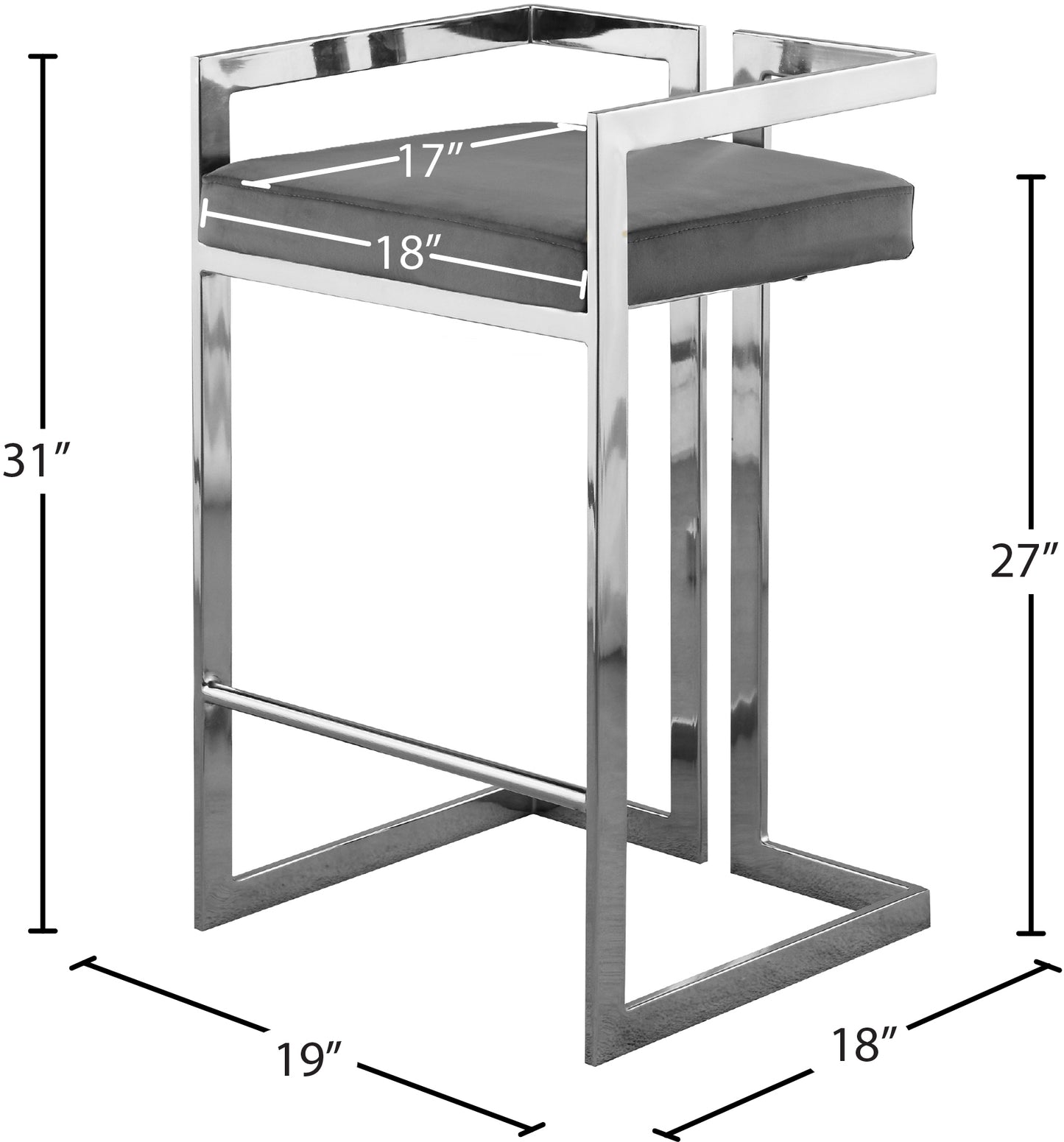 alma grey velvet stool c