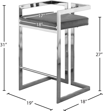 Alma Grey Velvet Stool C