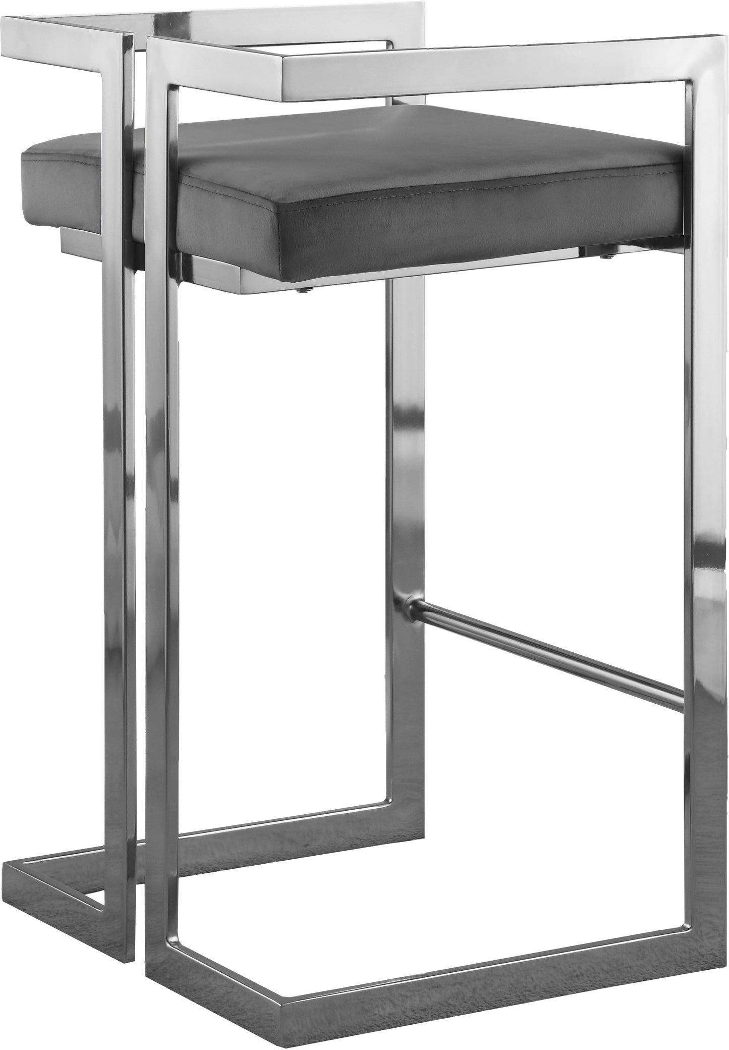 vega grey velvet stool