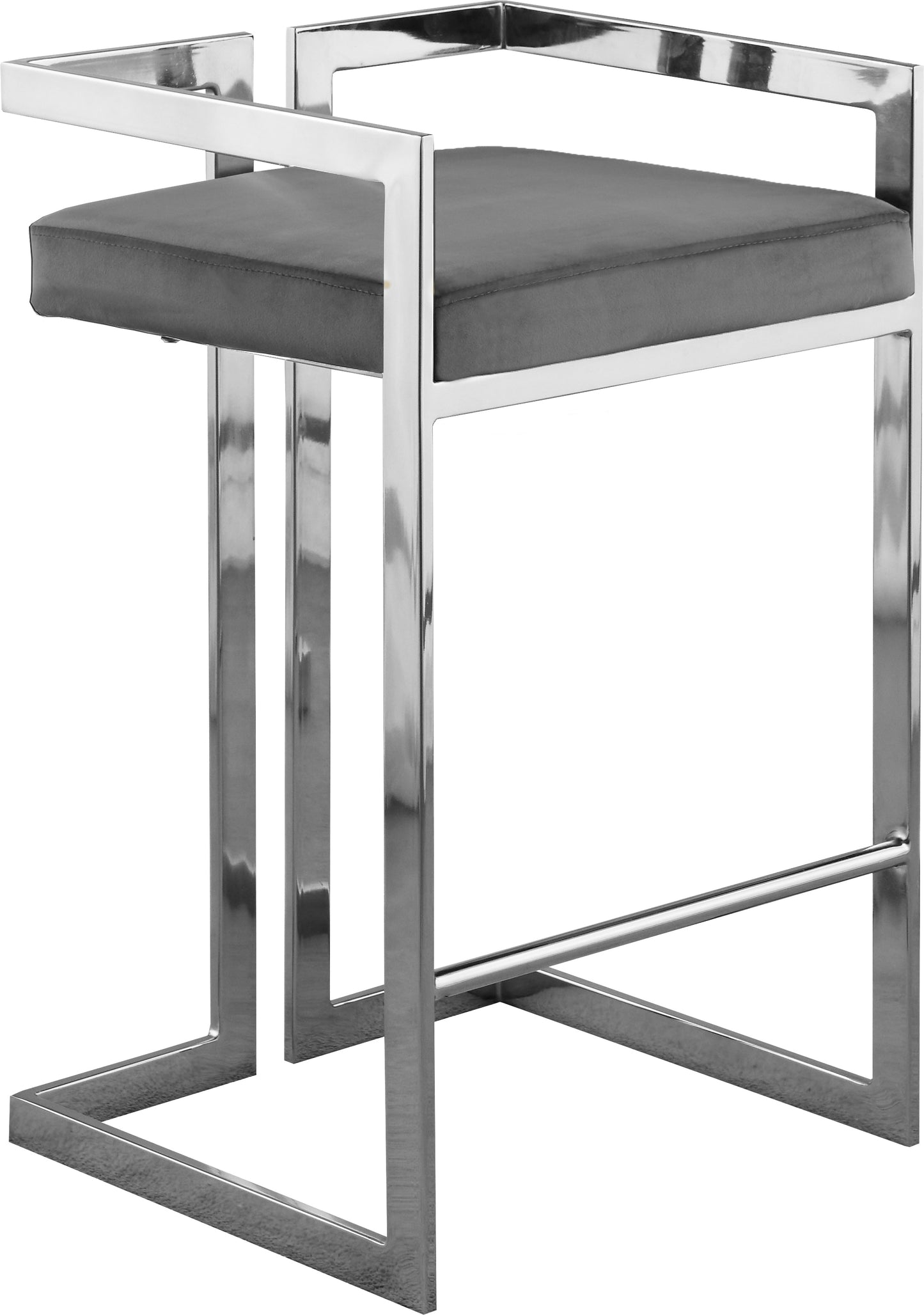 vega grey velvet stool