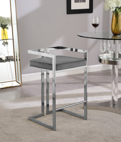 Vega Grey Velvet Stool