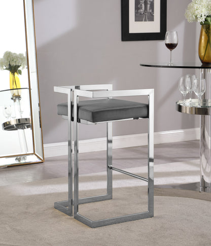 Alma Grey Velvet Stool C