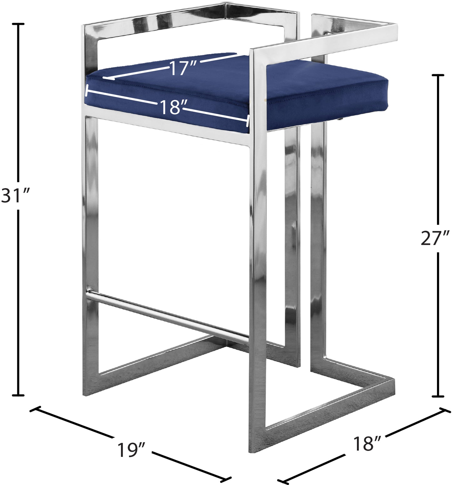 alma navy velvet stool c