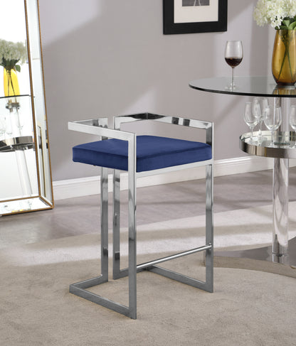 Vega Navy Velvet Stool