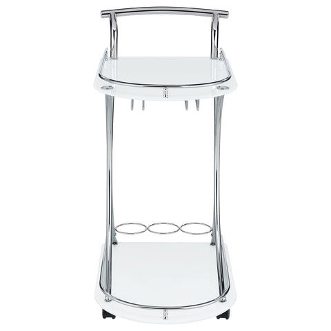 Kawke 2-tier Glass Shelf Metal Bar Cart White and ChromeWhite