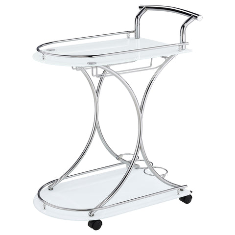 Kawke 2-tier Glass Shelf Metal Bar Cart White and ChromeWhite